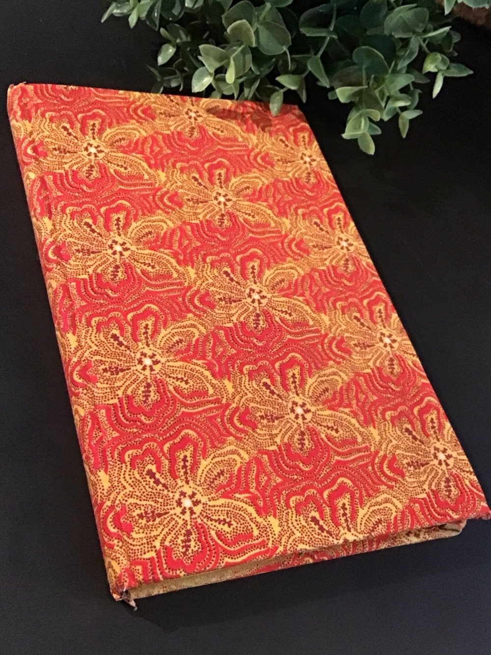 ♥️5/25$ Red & Gold Floral Fabric covered book